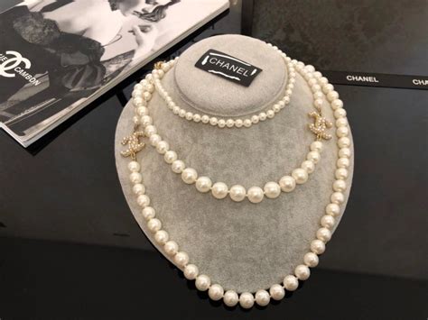 chanel long pearl necklace replica|cheap knock off chanel jewelry.